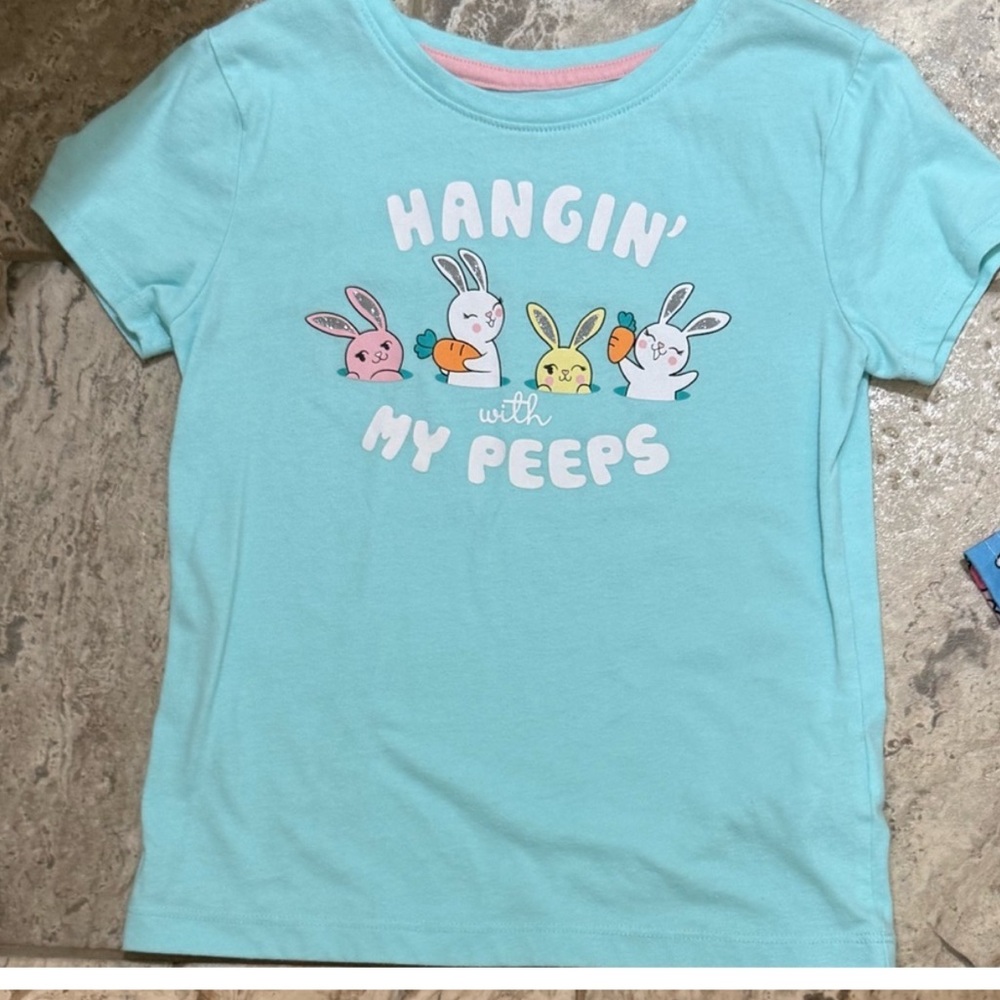 Size small Blue Short Sleeve Tee with Celebrate Easter Design